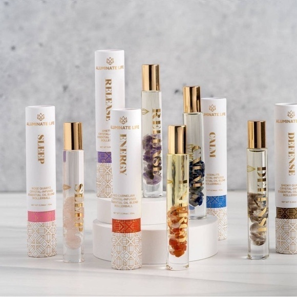 ALUMINATE LIFE crystal infused essential oil rollerballs set of 5 - Picture 3 of 10